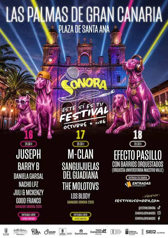 Poster for the Sonora Festival in Santa Ana, Las Palmas de Gran Canaria, from October 16 to 18, 2026