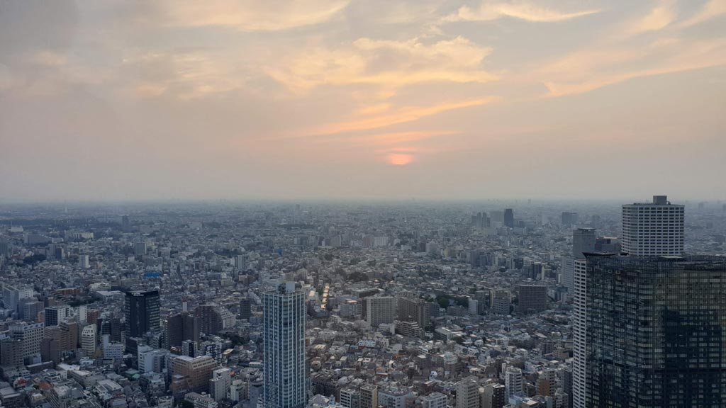 Atardecer en Tokio desde la Torre del Gobierno, qué ver en Tokio