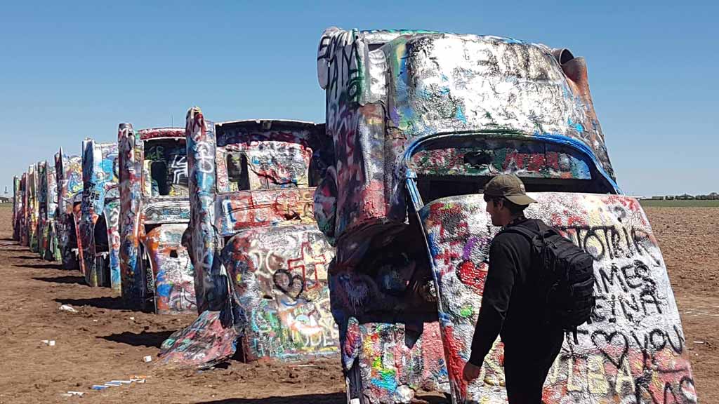Stop of the route 66 road trip in the Cadillac Ranch
