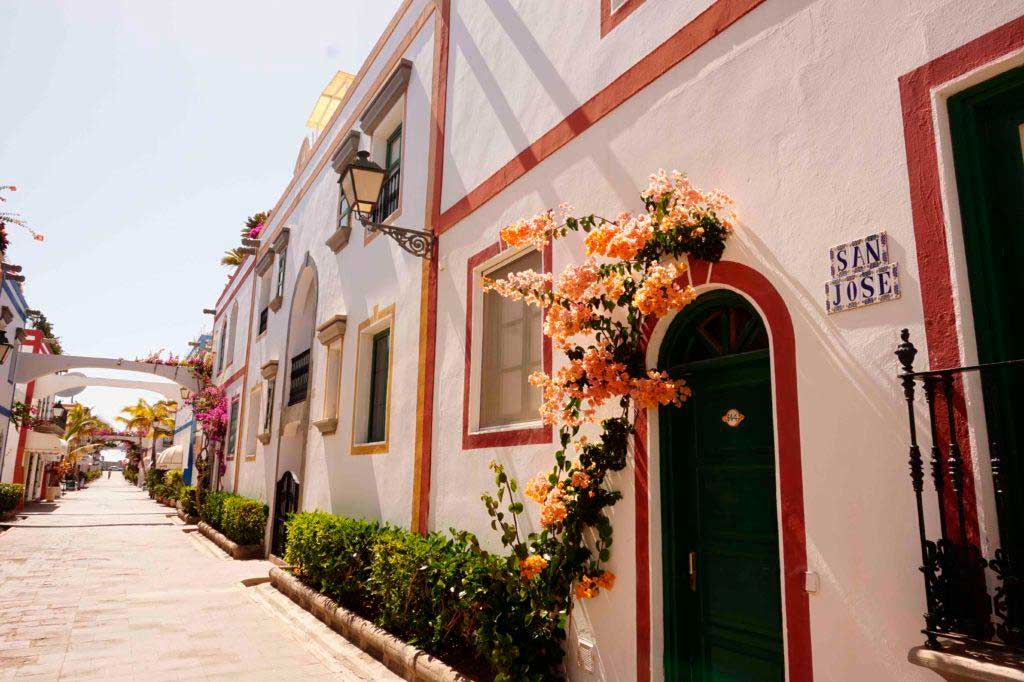 Colorful houses in the old village of Mogan Puerto