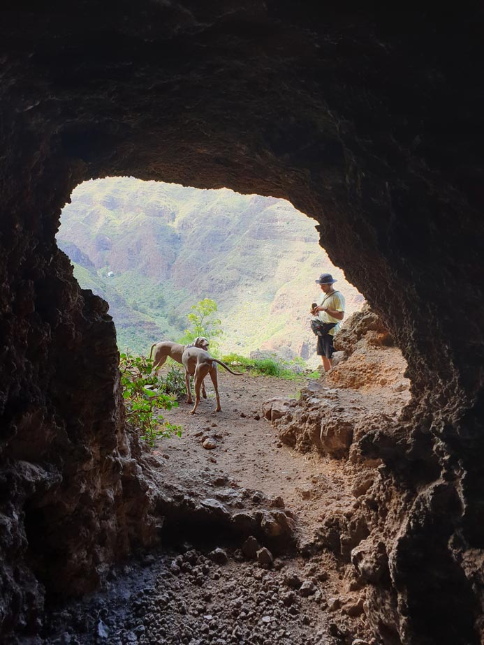 Cuevas durante la ruta de senderismo por Guayadeque