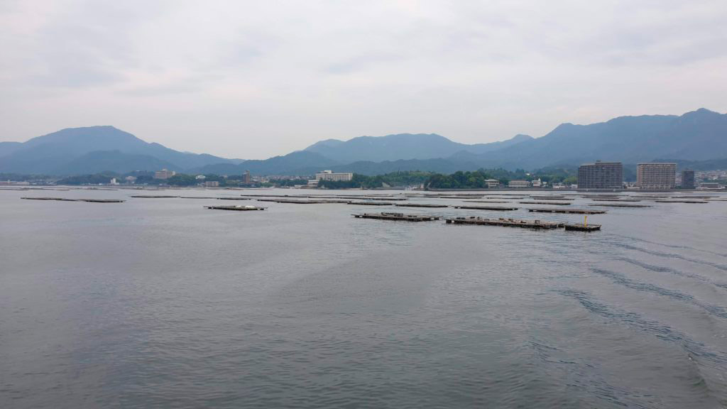 Qué ver en Hiroshima y Miyajima: cultivos de ostras en el mar