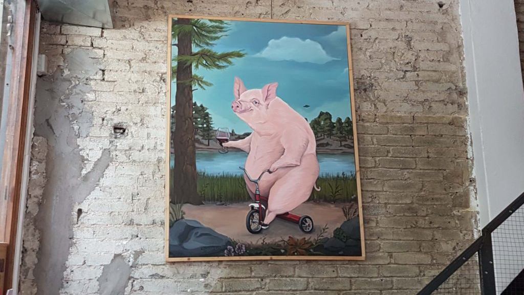 cuadro de un cerdo