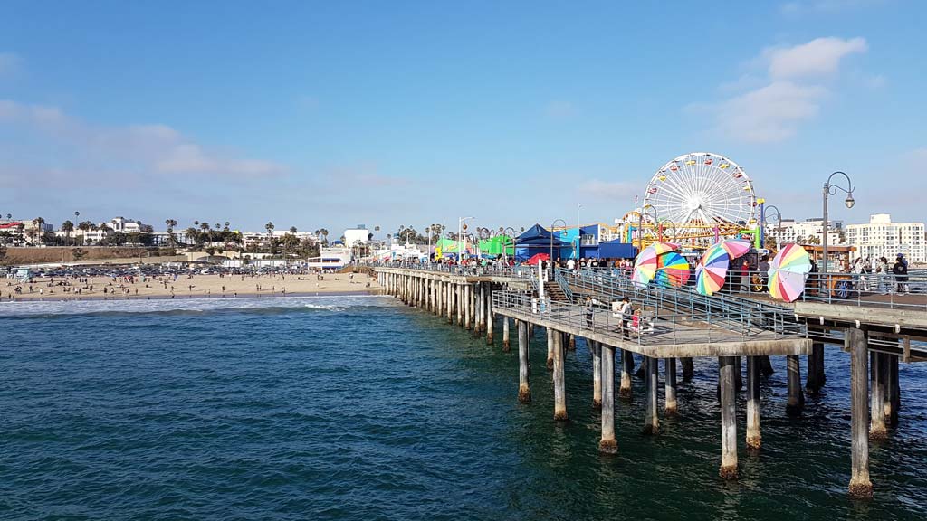 End of the route 66 road trip at Santa Monica Pier, California