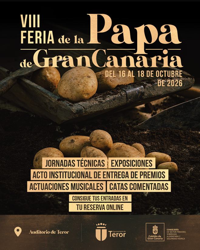 Poster for the 8th Gran Canaria Potato Fair Teror, from October 16 to 18, 2026