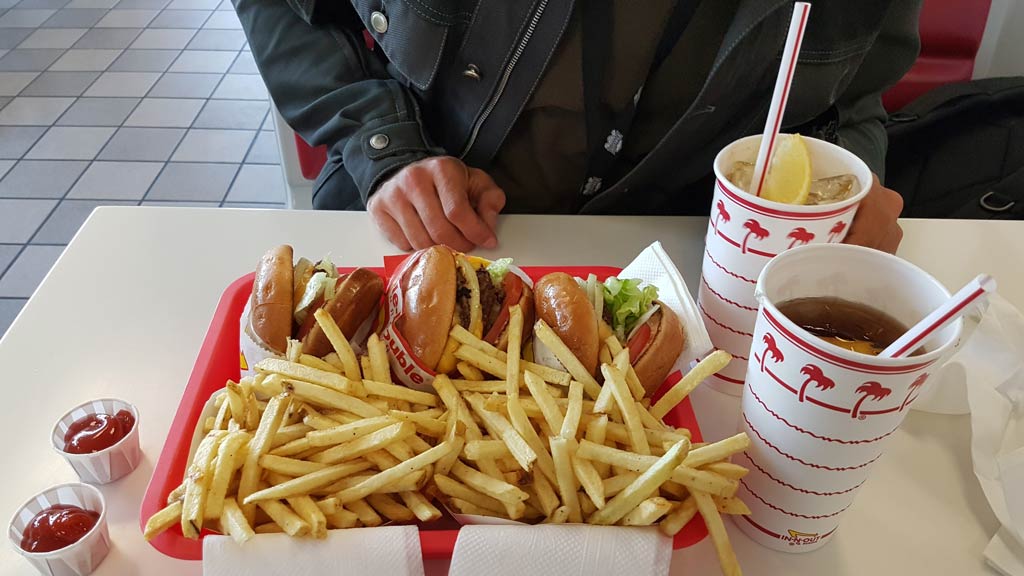 In & Out burger Route 66 by motorcycle