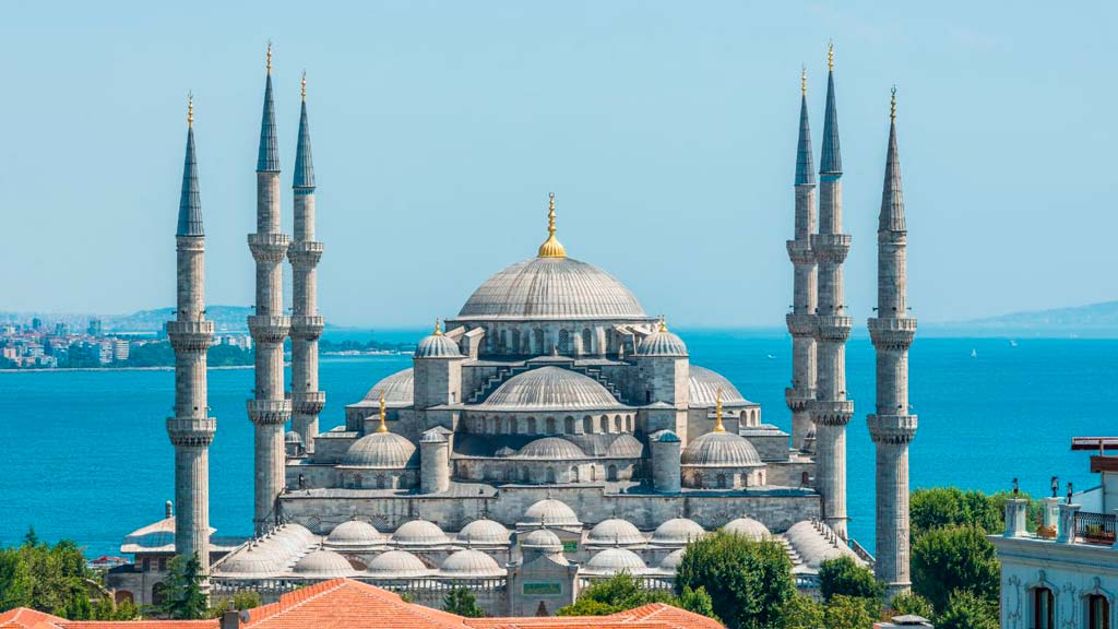 The Blue Mosque and its six minarets