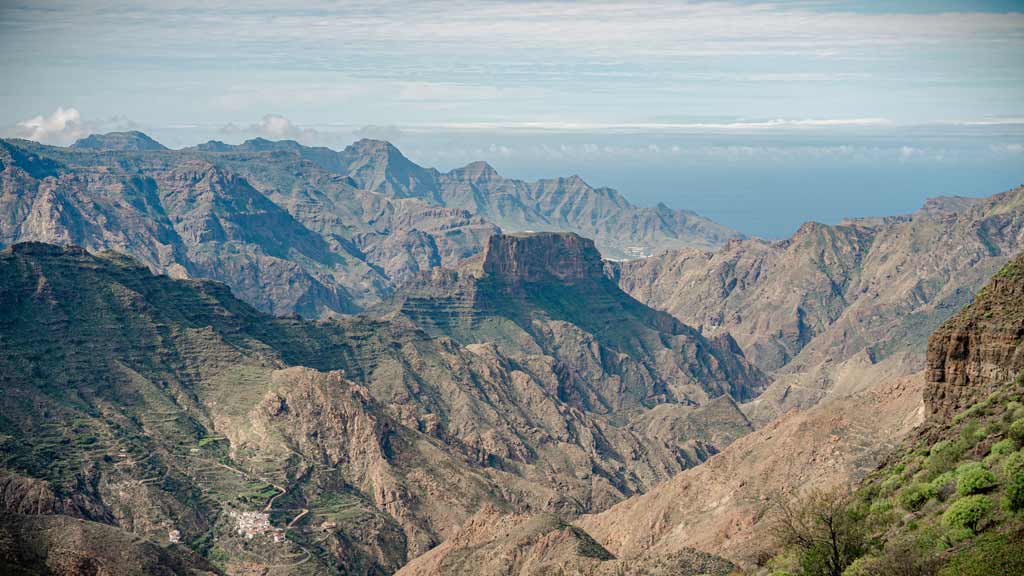 Sacred mountains of Gran Canaria from Roque Bentayga