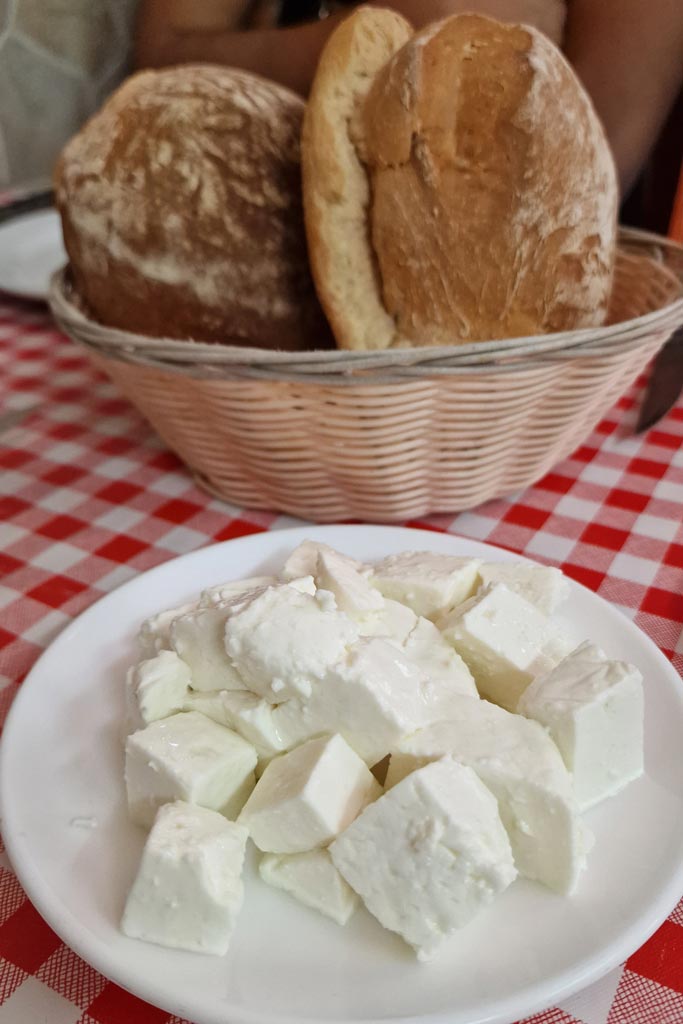 Soft cheese with bread